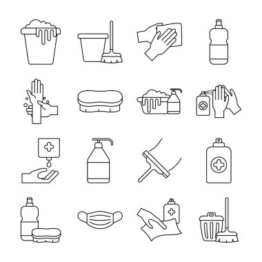 Temizleme servisi çizgisi biçim ikonu vektör tasarımı