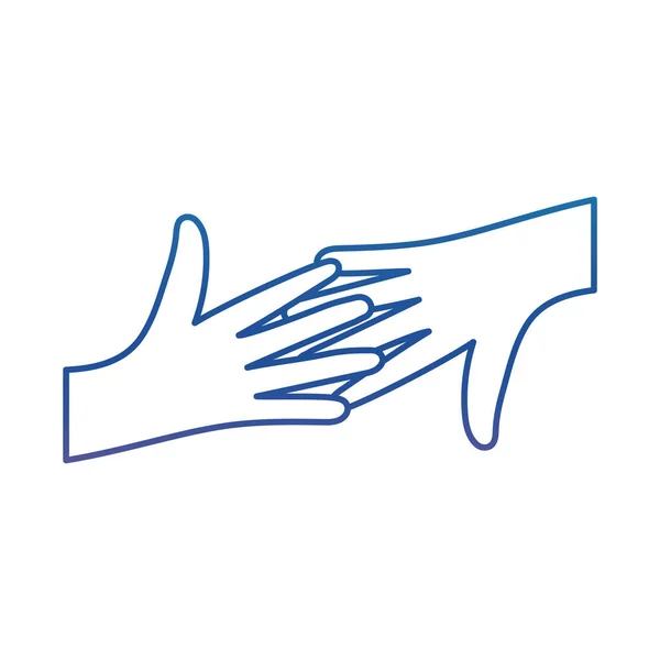 Hands touching degraded line style icon vector design — Stock Vector