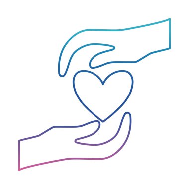 Ellerin arasındaki kalp bozulmuş çizgi simgesi vektör tasarımı