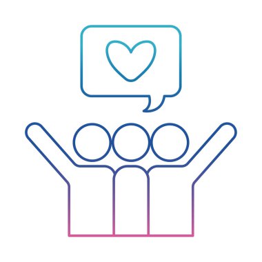 Kabarcık içerisindeki kalbi bozulmuş çizgi biçimi vektör tasarımına sahip avatarlar