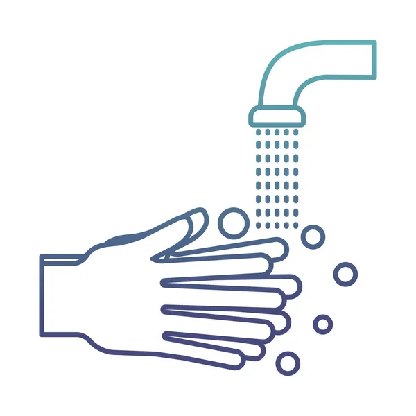 Миття рук під водопровідним краном деградований стиль лінії Векторний дизайн — стоковий вектор