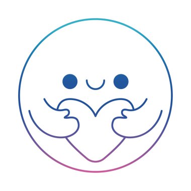 Çember karikatür, kollara sarılmış kalp dekolteli çizgi biçim ikon vektör tasarımı