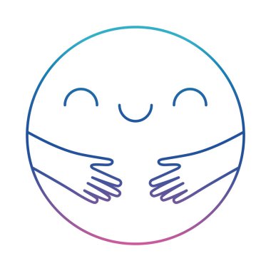 Mutlu emoji sarılması bozulmuş çizgi simgesi vektör tasarımı