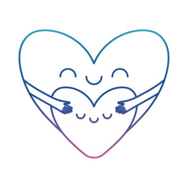 Kalp karikatürü diğer ayrışmış çizgi çizim biçimi vektör tasarımına sarılıyor