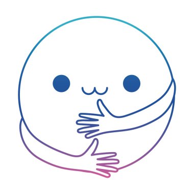 Mutlu emoji sarılması bozulmuş çizgi simgesi vektör tasarımı