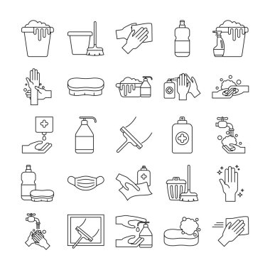 Temizleme servisi çizgisi biçim ikonu vektör tasarımı