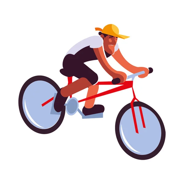 Hombre joven con máscara de montar en bicicleta — Archivo Imágenes Vectoriales