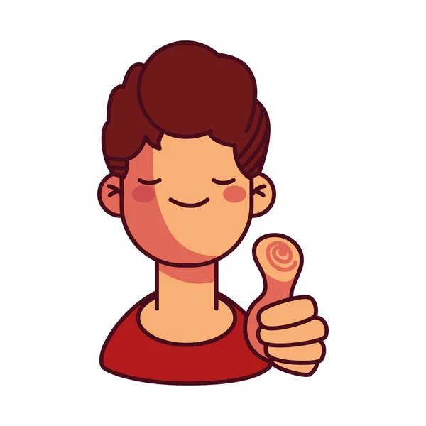 Мультфильм мальчик улыбается и держа большой палец вверх — стоковый вектор