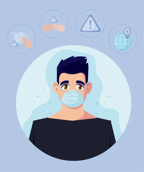 带医疗面罩的男子病媒设计 — 图库矢量图片