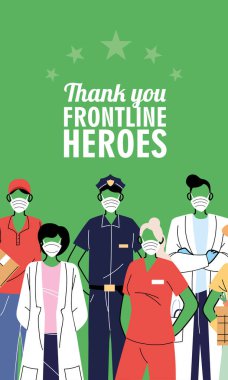 Cephe işçileri sağ olsun. Farklı mesleklerden gelen farklı insanlar koruyucu maskeler takıyor..