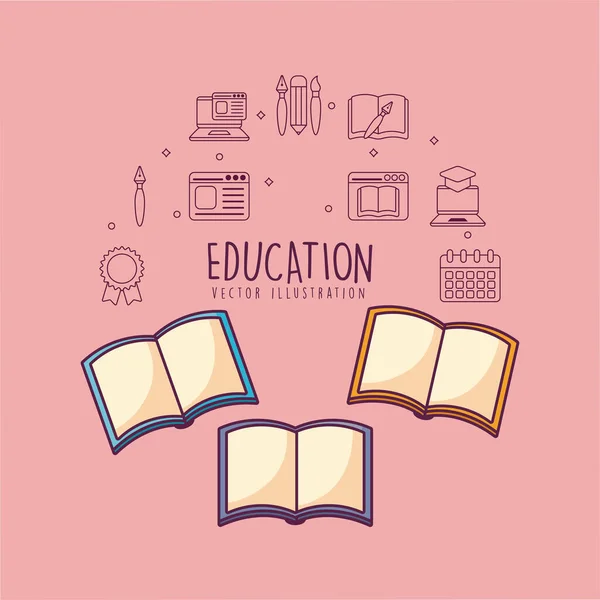 Libros de educación y diseño de vectores conjunto de iconos — Vector de stock