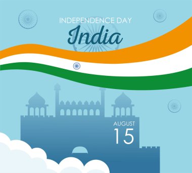 Hindistan bağımsızlık günü vektör tasarımlı kırmızı forte