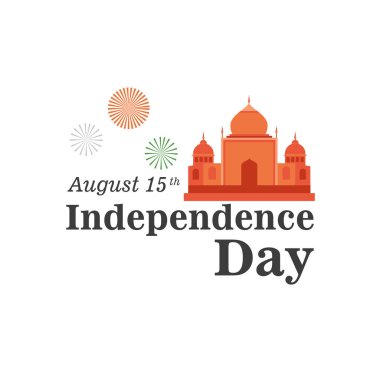 Mutlu Hindistan bağımsızlık günü havai fişekli tapınak stil ikon tasarımı