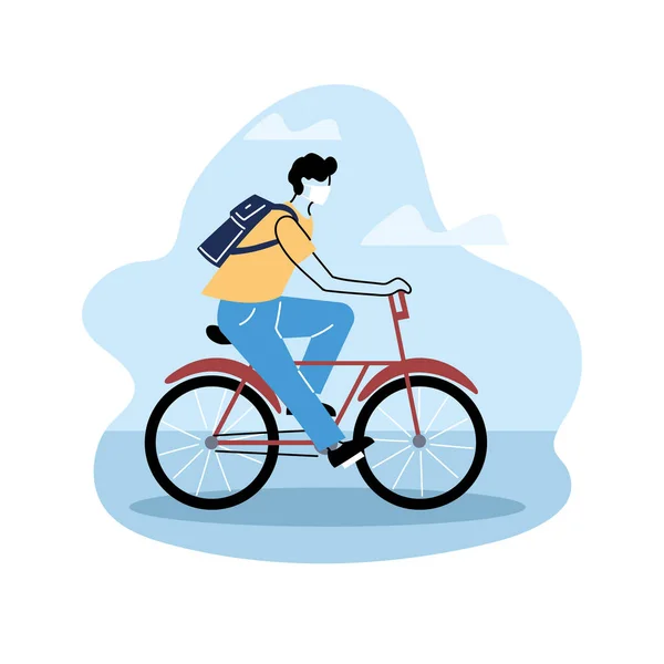 Hombre avatar en bicicleta, bicicleta de montar — Vector de stock