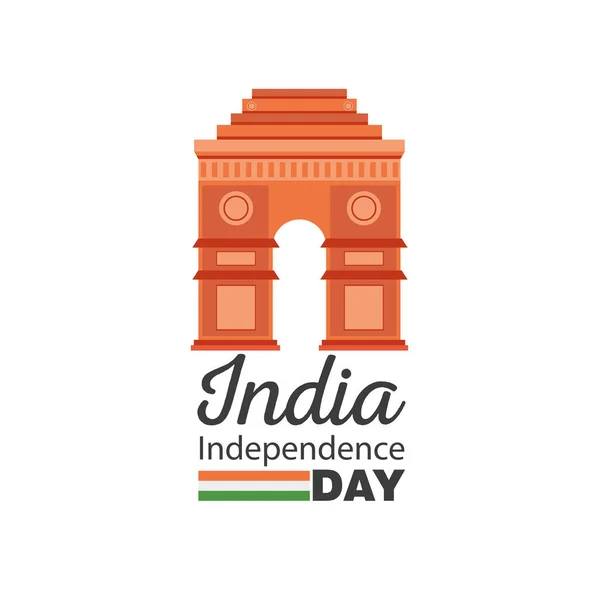 Ворота счастливого дня независимости Индии детальный дизайн иконки стиля — стоковый вектор