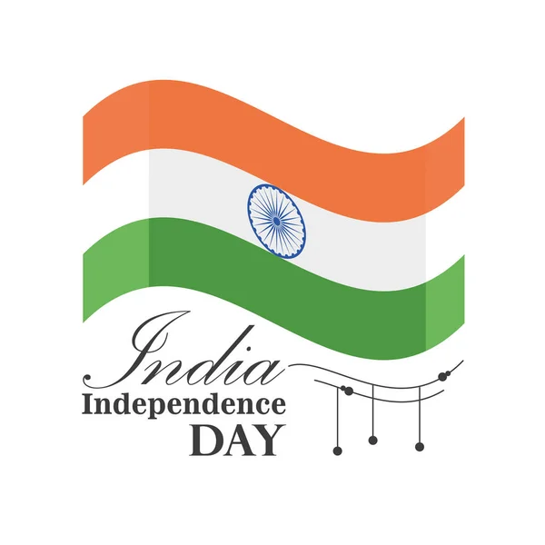 Флаг счастливой Индии День независимости детальный стиль иконка векторный дизайн — стоковый вектор