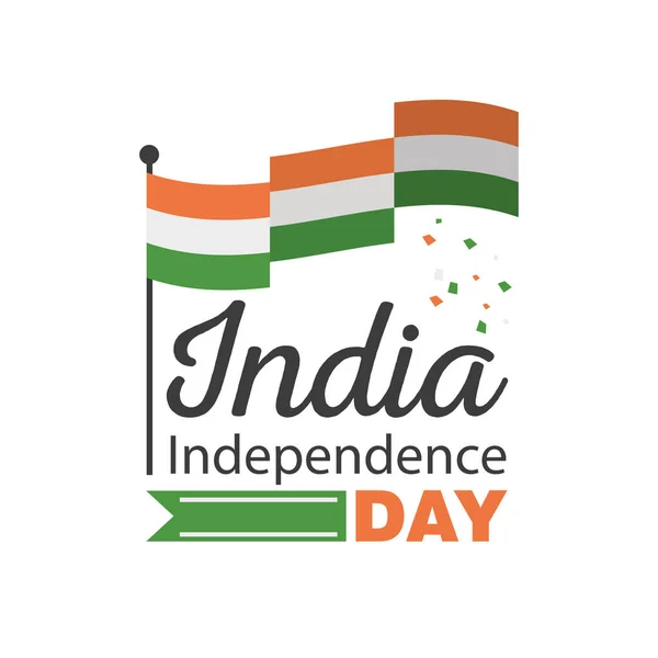 Флаги счастливого Дня независимости Индии детальный стиль иконки векторный дизайн — стоковый вектор