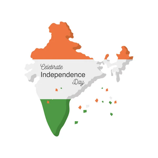 Карта счастливого Дня независимости Индии детальный стиль иконка векторный дизайн — стоковый вектор