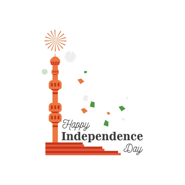 Tower with fireworks of happy india independence day detailed style icon vector design — Stock Vector