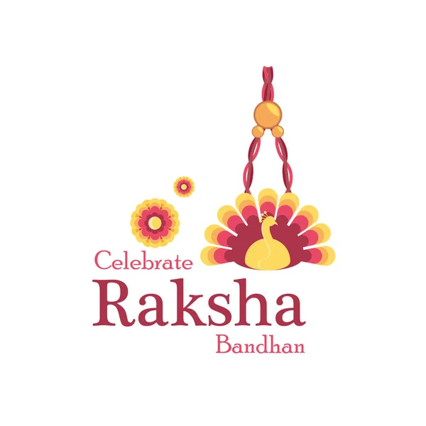 Raksha bandhan žlutá květina náramek detailní styl ikona vektor design — Stockový vektor