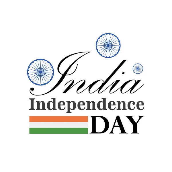 Флаг и ашока колеса счастливого дня независимости Индии подробный стиль иконка векторный дизайн — стоковый вектор
