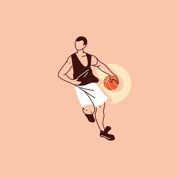 Basketballspieler Mann mit Kugelvektor-Design — Stockvektor