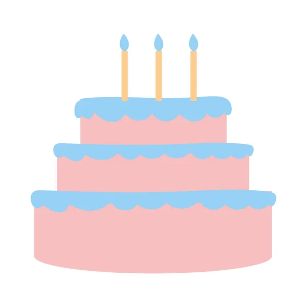 有生日蛋糕和蜡烛的桌子 — 图库矢量图片