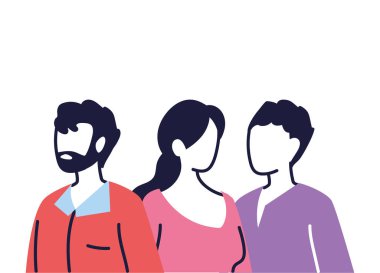 Gençler beyaz arka planda karikatür çiziyor
