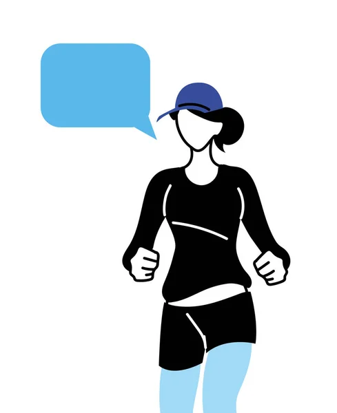 Γυναίκα avatar τρέχει με το σχεδιασμό φορέα φυσαλίδων επικοινωνίας — Διανυσματικό Αρχείο