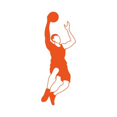 Top sektirme vektör tasarımlı basketbolcu.
