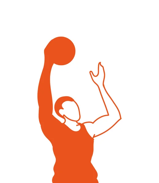 Basketballspieler Mann mit Ball springen Vektor-Design — Stockvektor