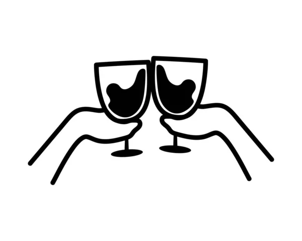 Руки с векторным дизайном бокалов вина — стоковый вектор