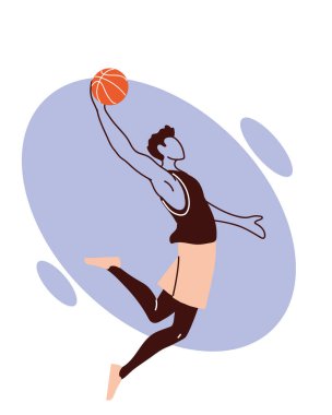 Top sektirme vektör tasarımlı basketbolcu.