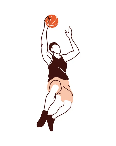 Kosárlabda játékos férfi labda ugrás vektor design — Stock Vector