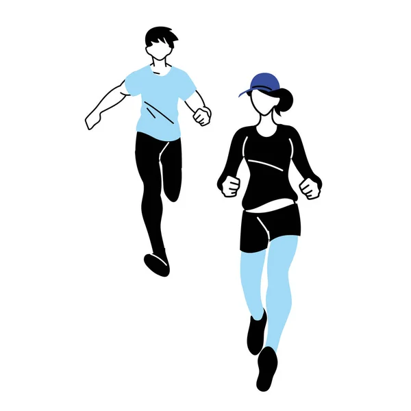 Чоловік і жінка аватар біжить векторний дизайн — стоковий вектор