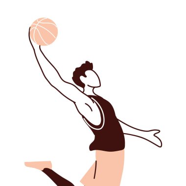 Top sektirme vektör tasarımlı basketbolcu.