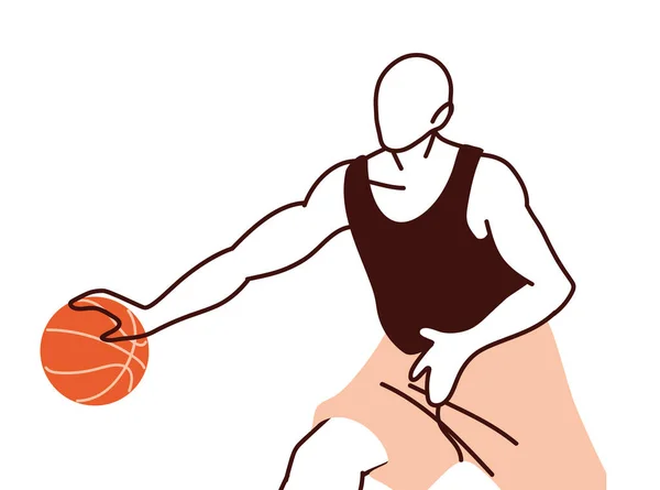 Jugador de baloncesto hombre con diseño de vector de pelota — Vector de stock