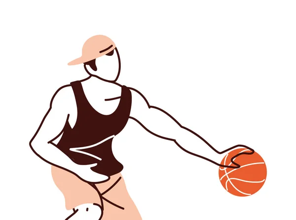 Баскетболіст чоловік з м'ячем Векторний дизайн — стоковий вектор