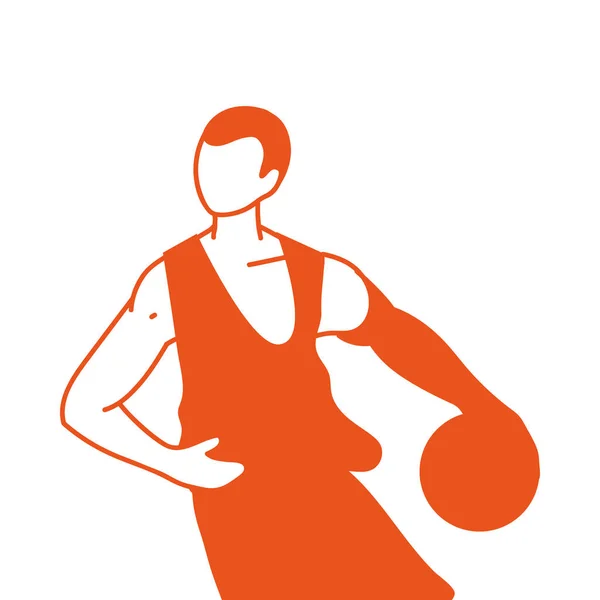 Jugador de baloncesto hombre con diseño de vector de pelota — Vector de stock