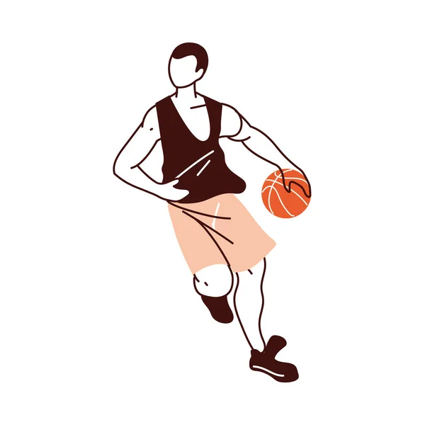 Jugador de baloncesto hombre con diseño de vector de pelota — Vector de stock