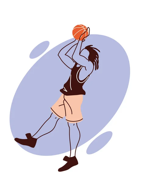 Basketbal speler man met bal springen vector ontwerp — Stockvector