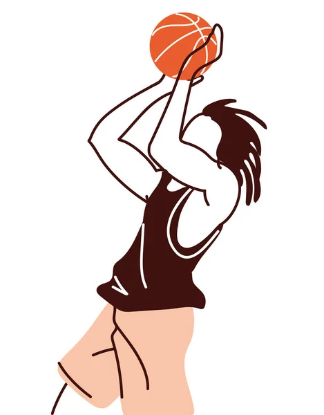 Jugador de baloncesto hombre con diseño de vector de salto de pelota — Vector de stock