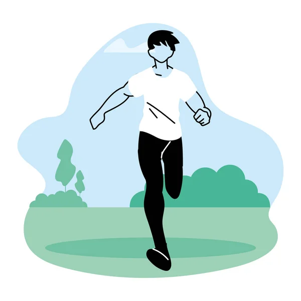 Hombre avatar corriendo en el diseño del vector del parque — Archivo Imágenes Vectoriales