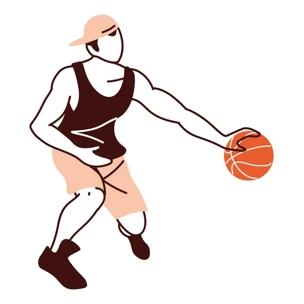 Jugador de baloncesto hombre con diseño de vector de pelota — Vector de stock