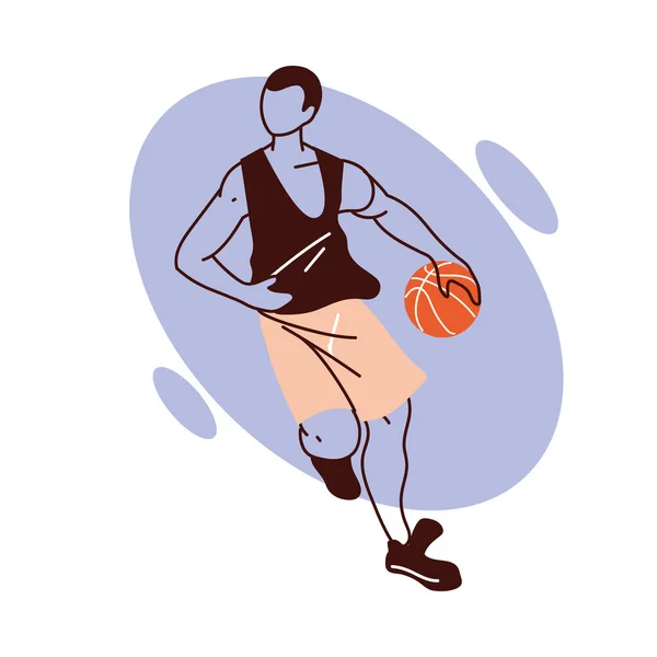 Баскетболіст чоловік з м'ячем Векторний дизайн — стоковий вектор