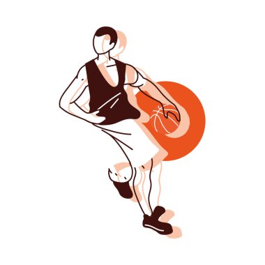 Top vektör tasarımlı basketbolcu.