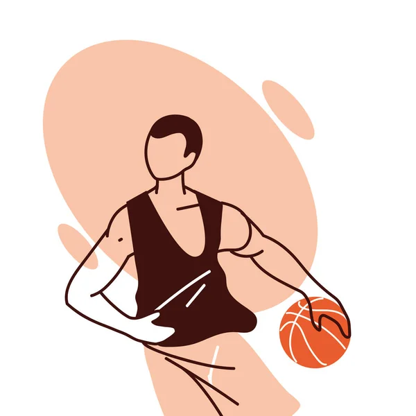 Jogador de basquete homem com design vetorial bola — Vetor de Stock