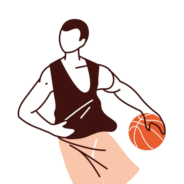 Joueur de basket-ball homme avec la conception de vecteur de balle — Image vectorielle