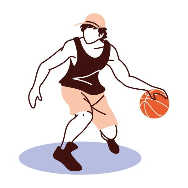 Jugador de baloncesto hombre con diseño de vector de pelota — Vector de stock