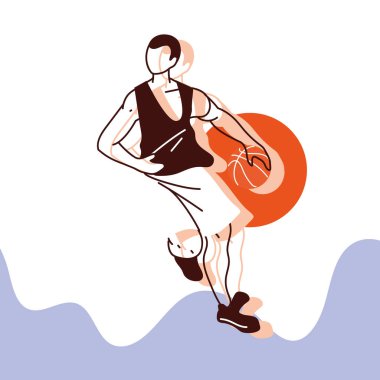 Top vektör tasarımlı basketbolcu.